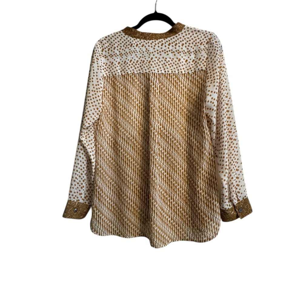 Soft Surroundings Women's Cream and Gold Button-Front Long Sleeve Blouse Size S - Picture 7 of 9